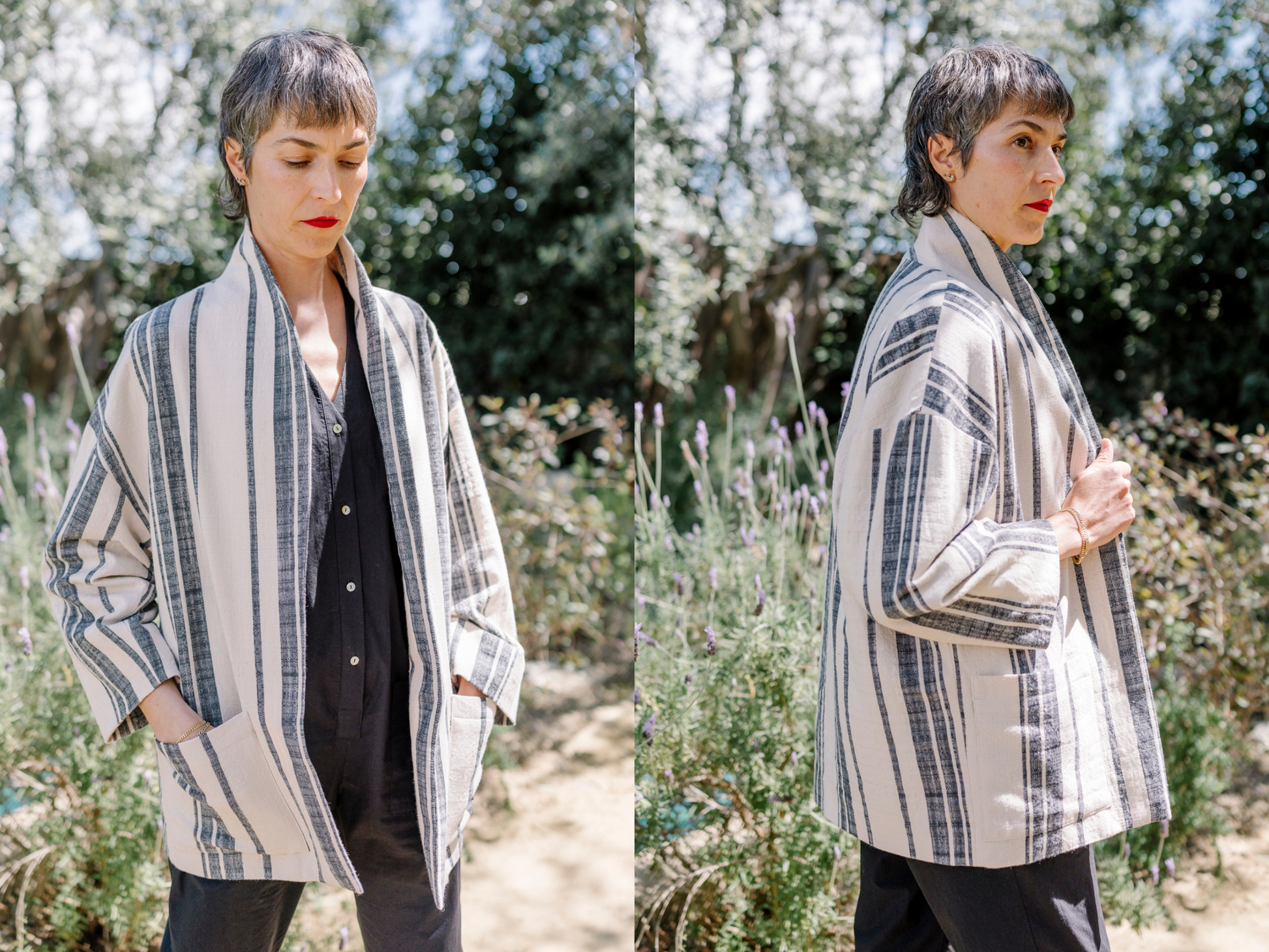 ecru-black-woven-stripe